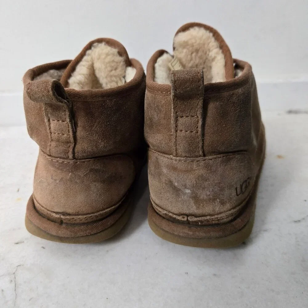 UGG Neumel Brown Suede Men's Lace Ankle Chukka Boots Wool Blend Lined